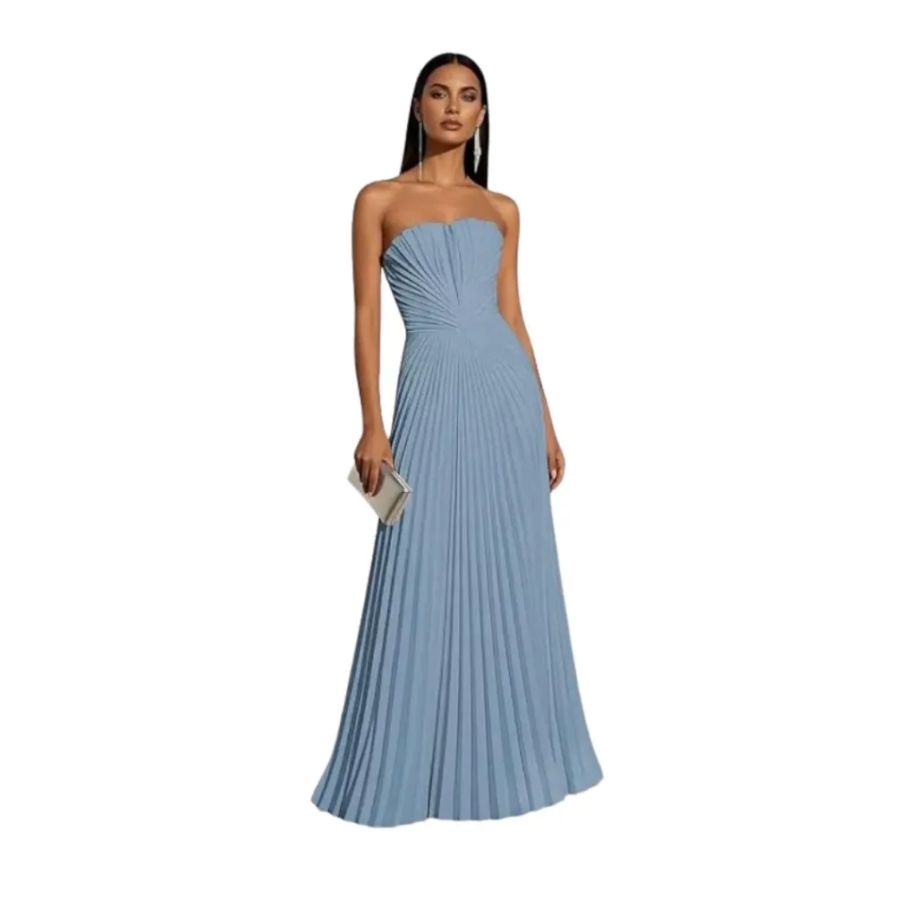 [511079] Vestido Liso Formal C Azul T L