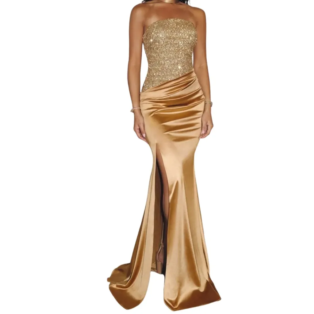 [511096] Vestido Lentejuelas Wenkafo C Dorado T M