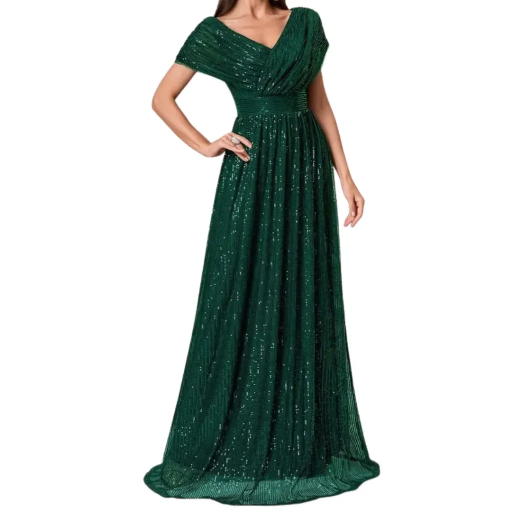 Vestido Lentejuelas Formal C Verde T L