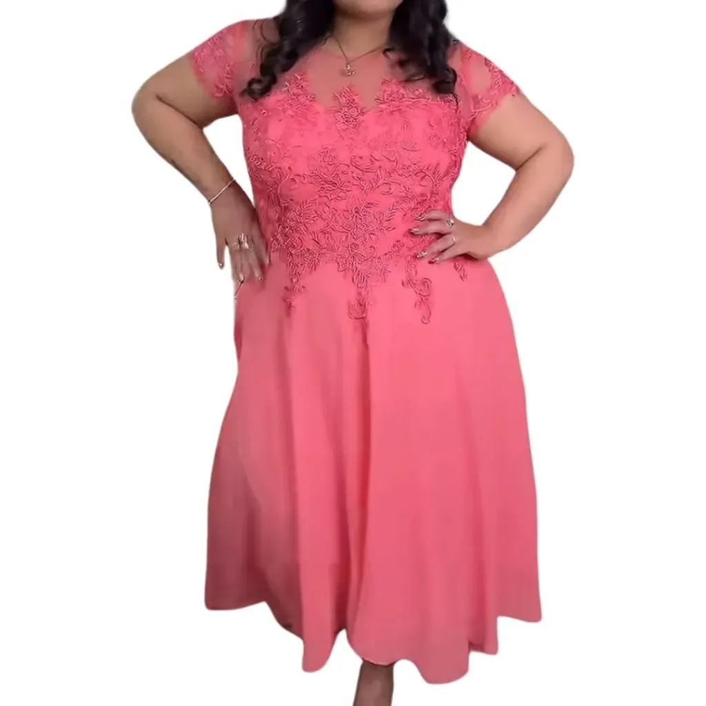 [511112] Vestido Bordado Formal C Rosa T XXL