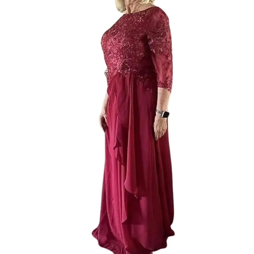 [511114] Vestido Bordado Zatena C Vino T XL