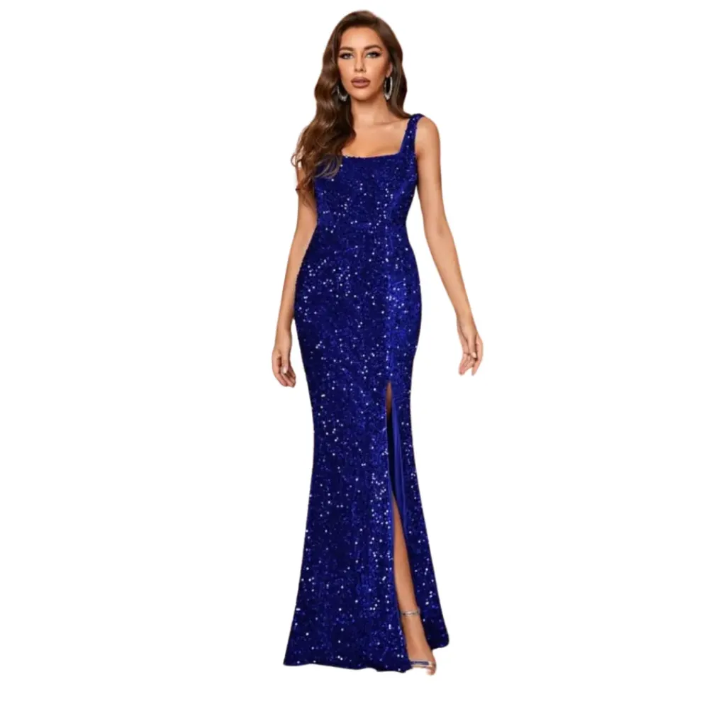 Vestido Lentejuela Wenkafo C Azul Marino T XS