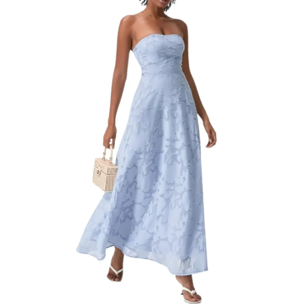 [511124] Vestido Bordado Formal C Azul T XL