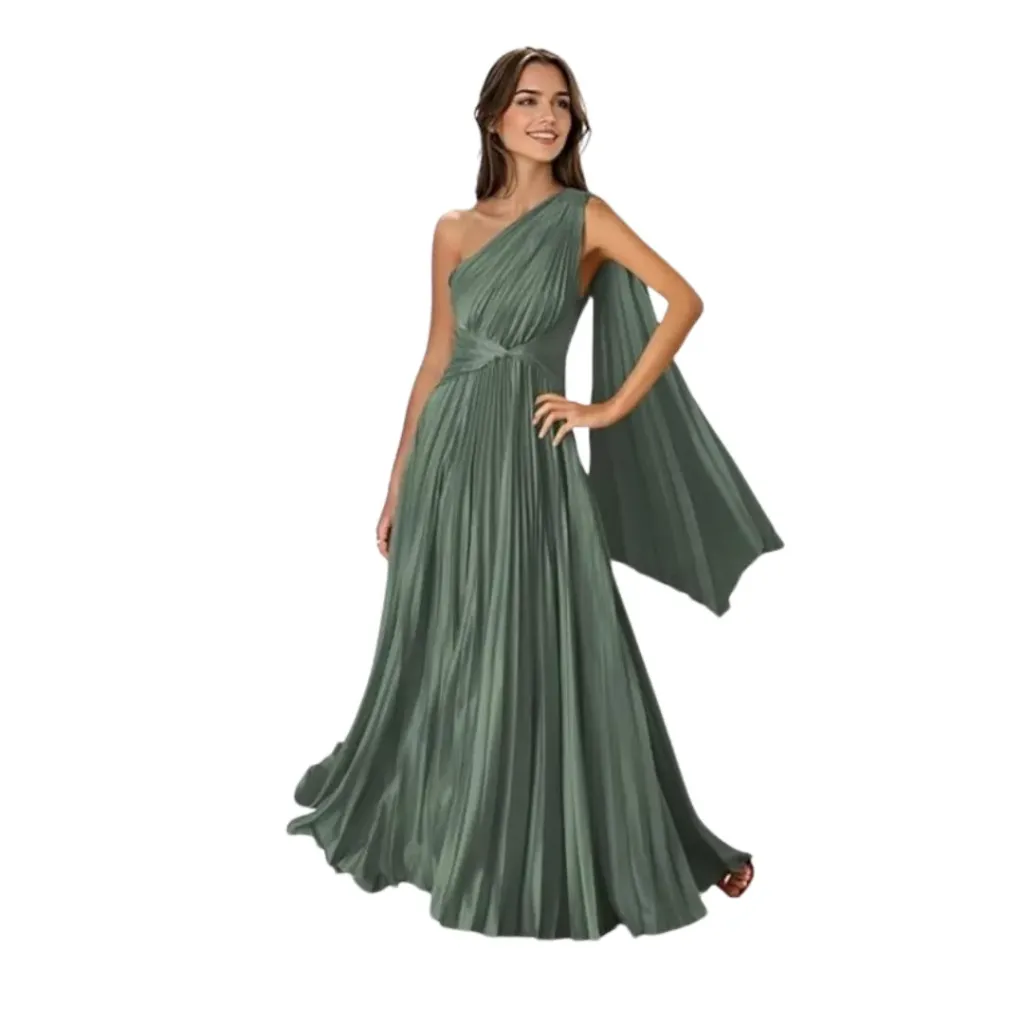 [511137] Vestido Liso Zatena C Verde T L