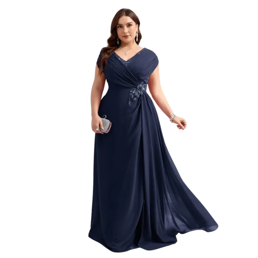 [511149] Vestido Liso Formal C Azul Marino T XL