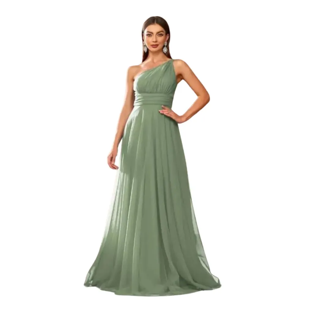 Vestido Liso Formal C Verde T L
