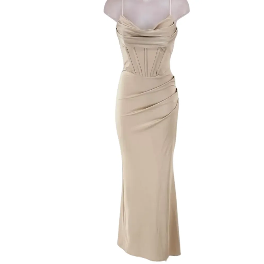 [511177] Vestido Formal Dress C dorado brillitos T M