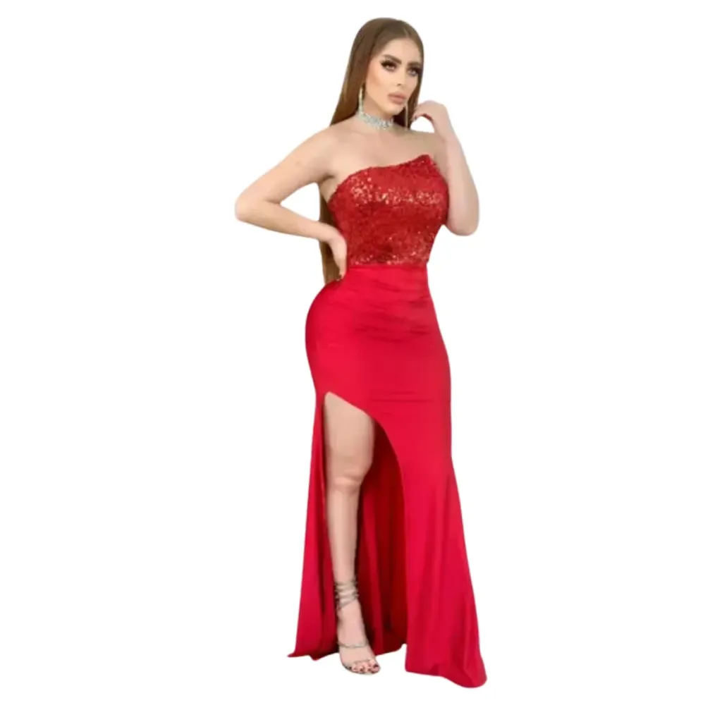 Vestido Kidsor C Rojo con lentejuelas T XL