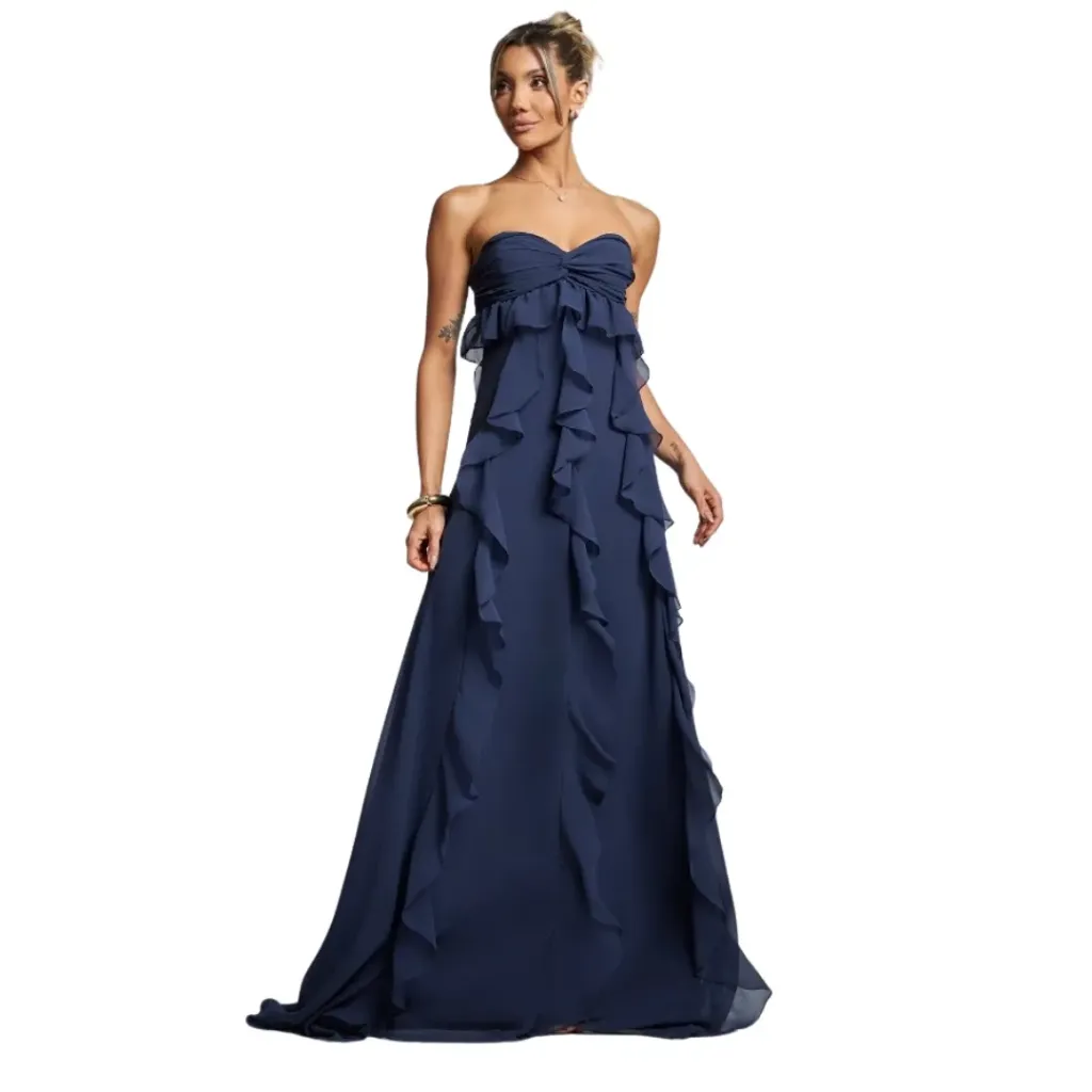 Vestido Liso Zatena C Azul Marino T XL