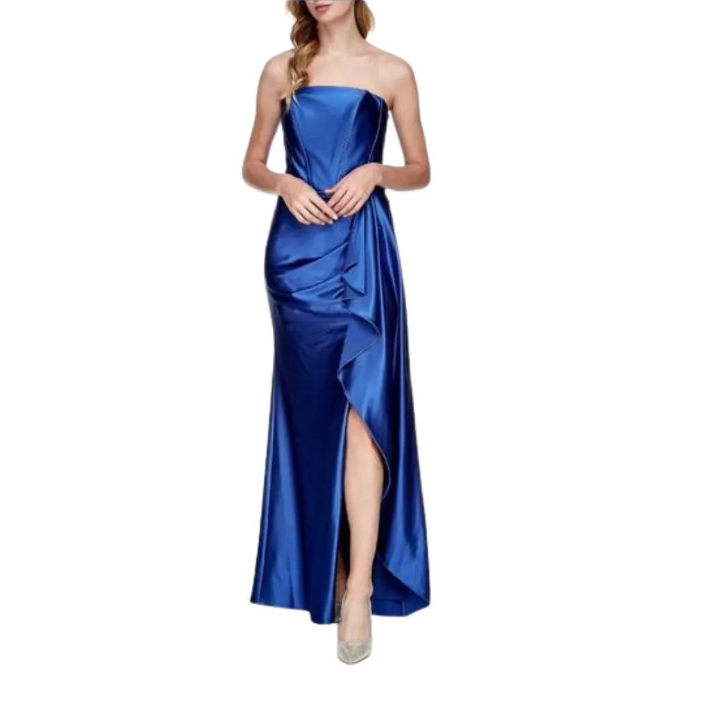Vestido Liso Formal C Azul Marino T L