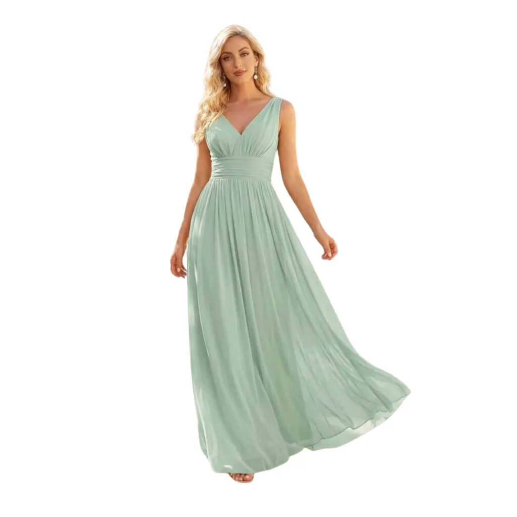 Vestido Liso Formal C Verde T S