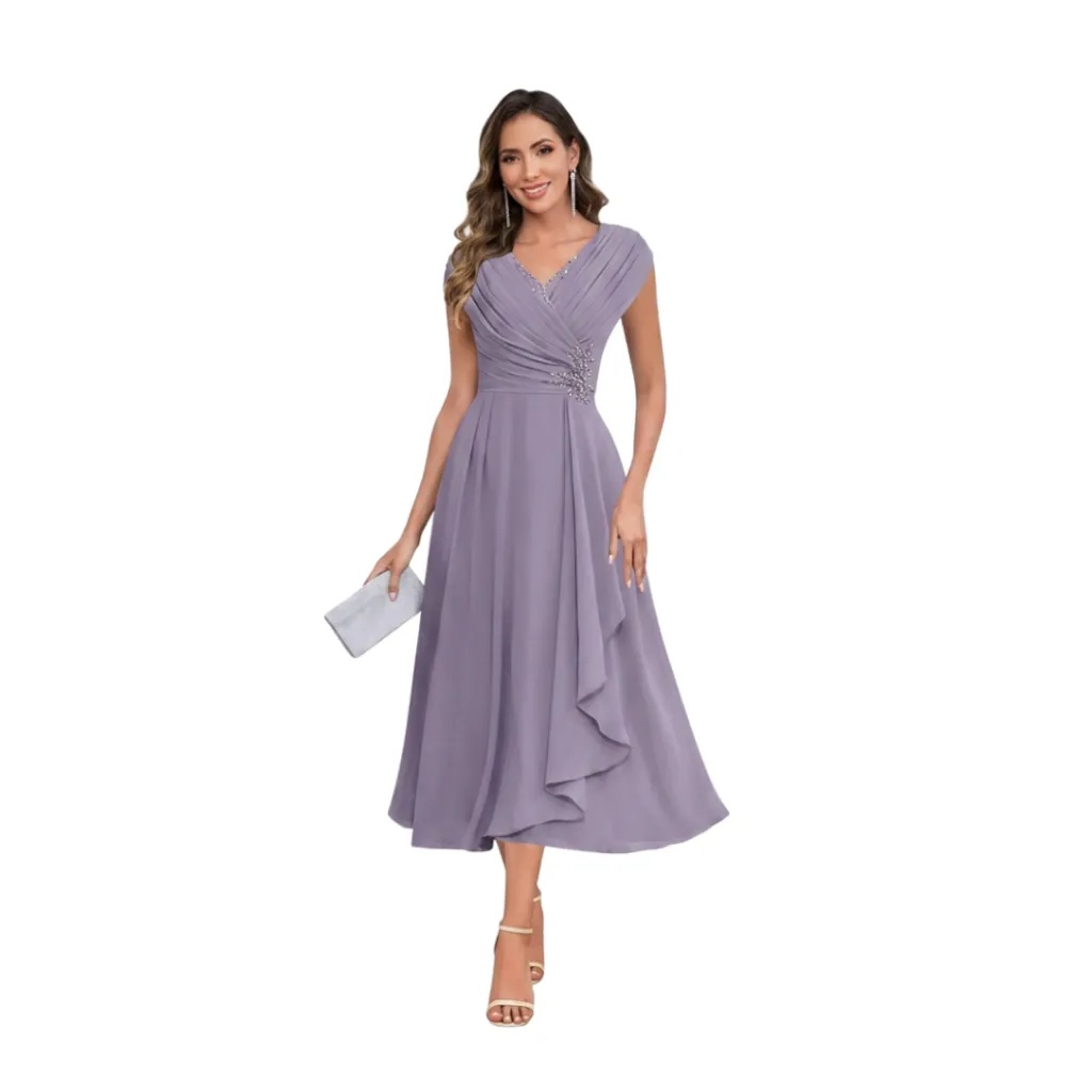 Vestido Liso Formal C Morado T M