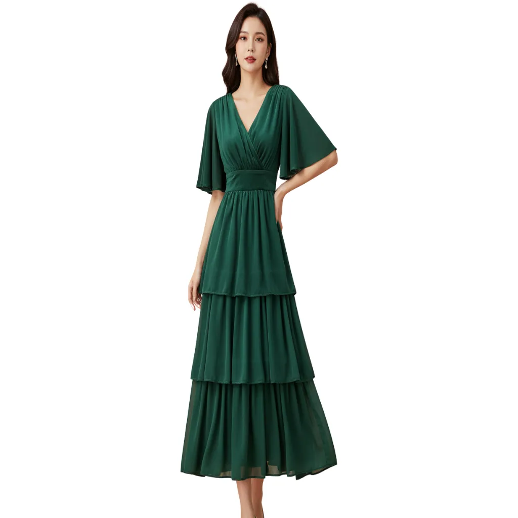 Vestido Liso Formal C Verde T M