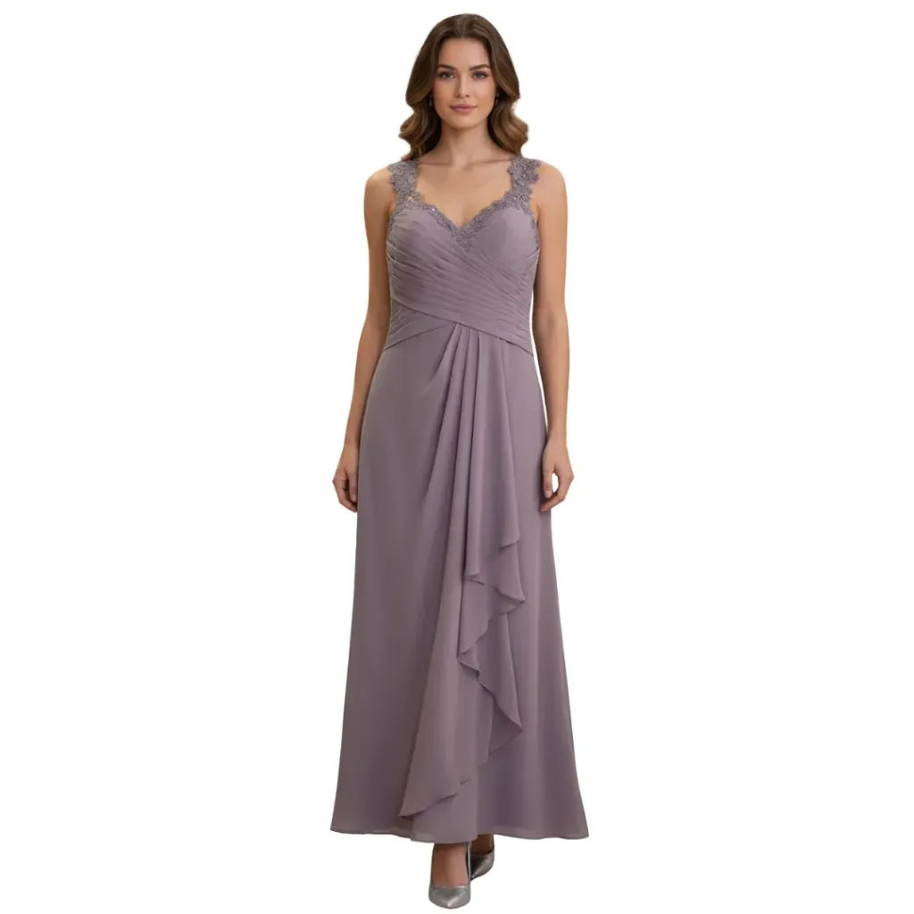 Vestido Bordado Formal C Morado T L