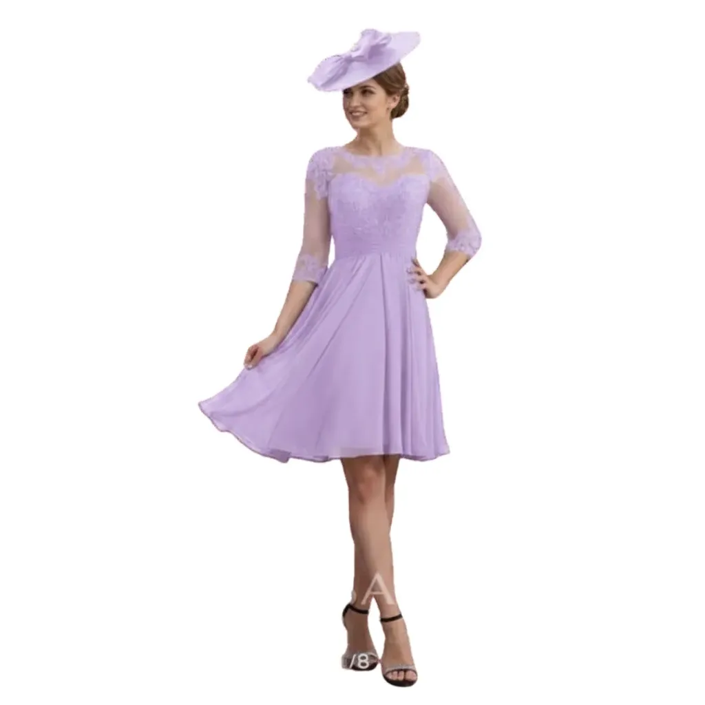 Vestido Corto Bordado C Lila T XL
