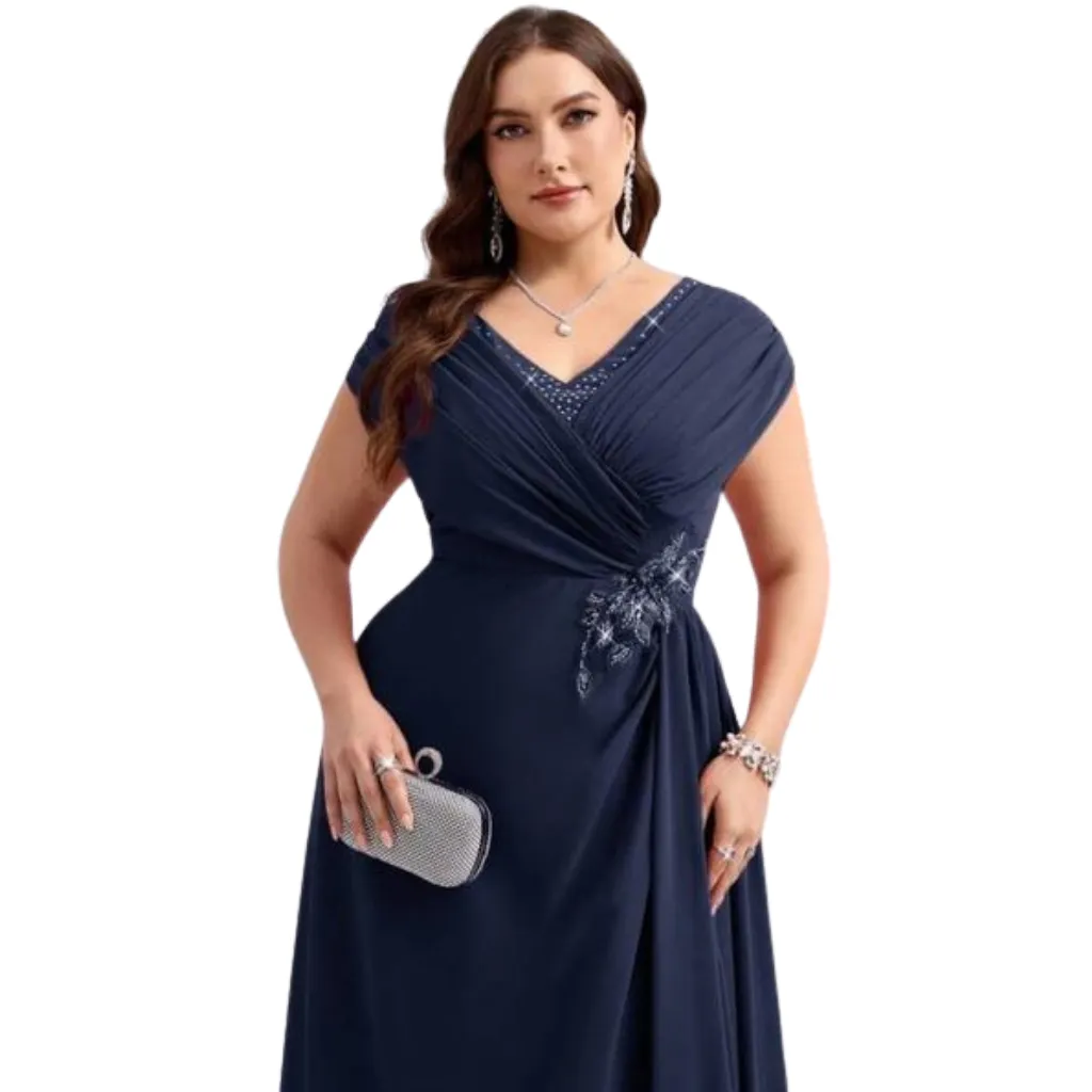 Vestido Liso Formal C Azul Marino T XL