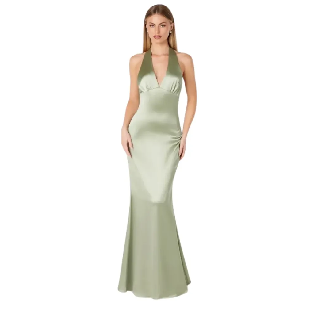 Vestido Liso Formal C Verde T M