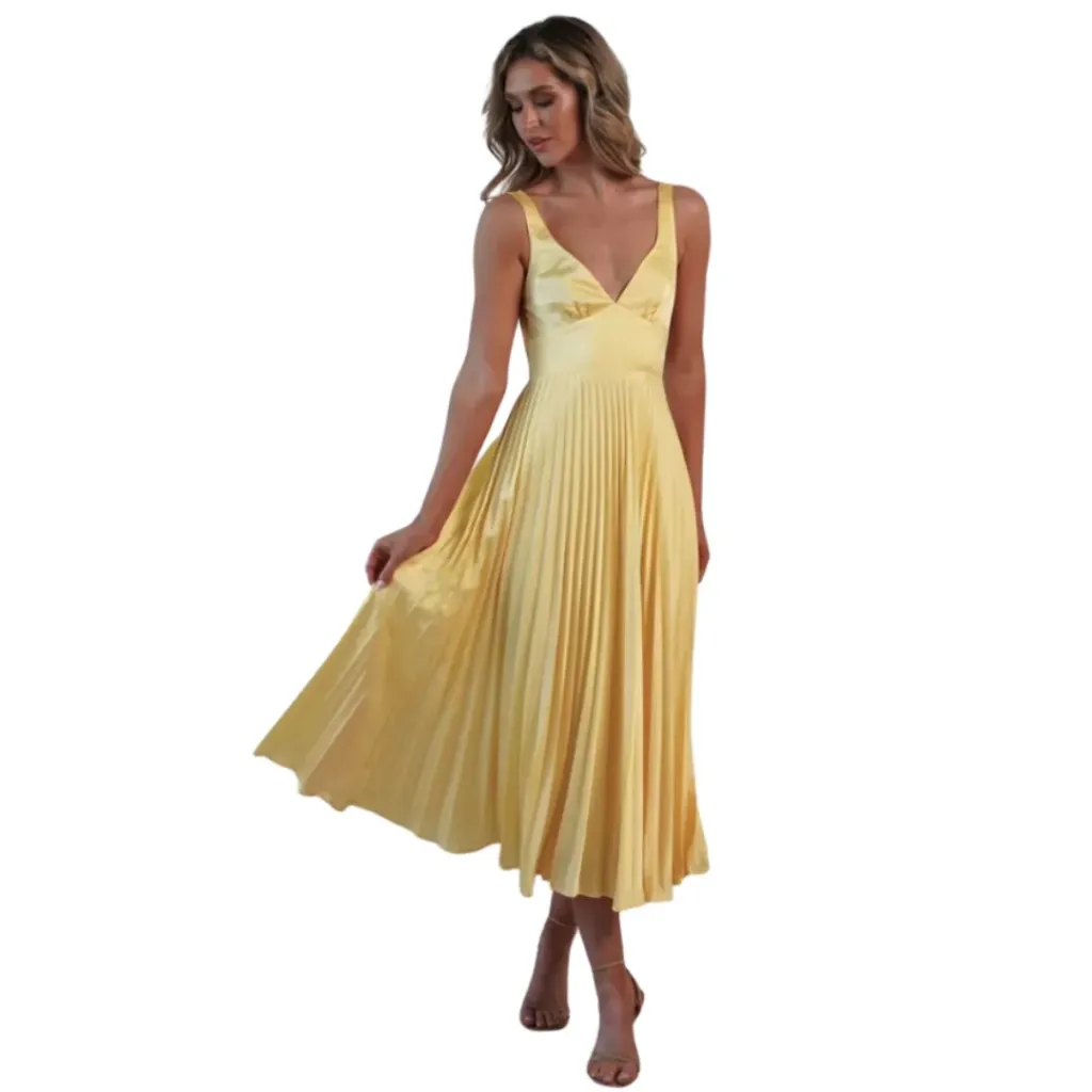 Vestido Liso Fashion C Amarillo T XS