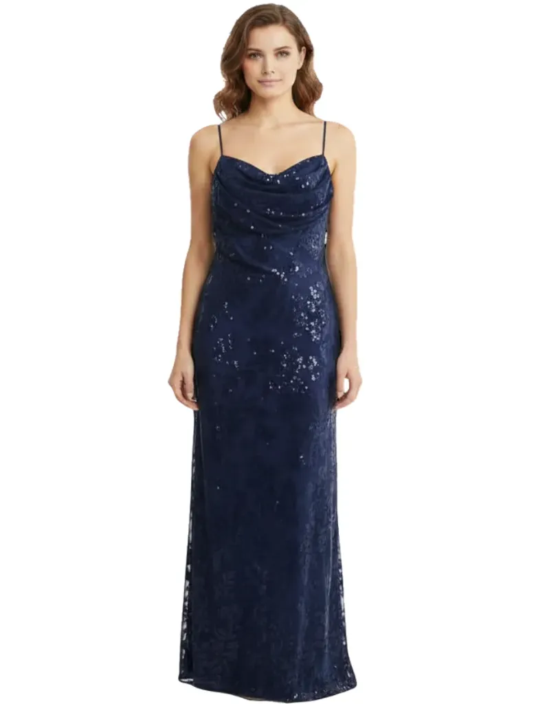 Vestido Lentejuela Wenkafo C Azul Marino T XL