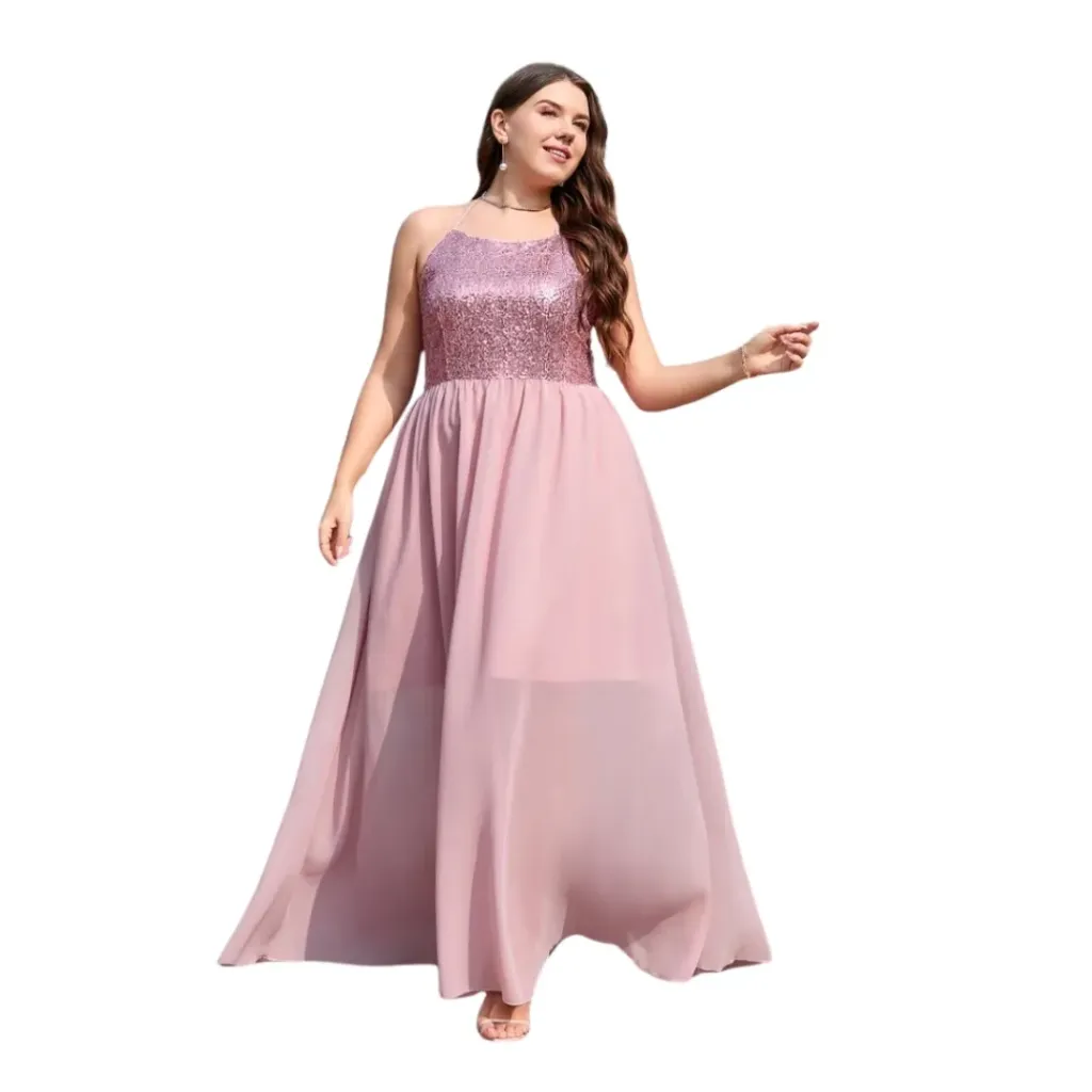 Vestido Lentejuela Formal C Rosa T XXL