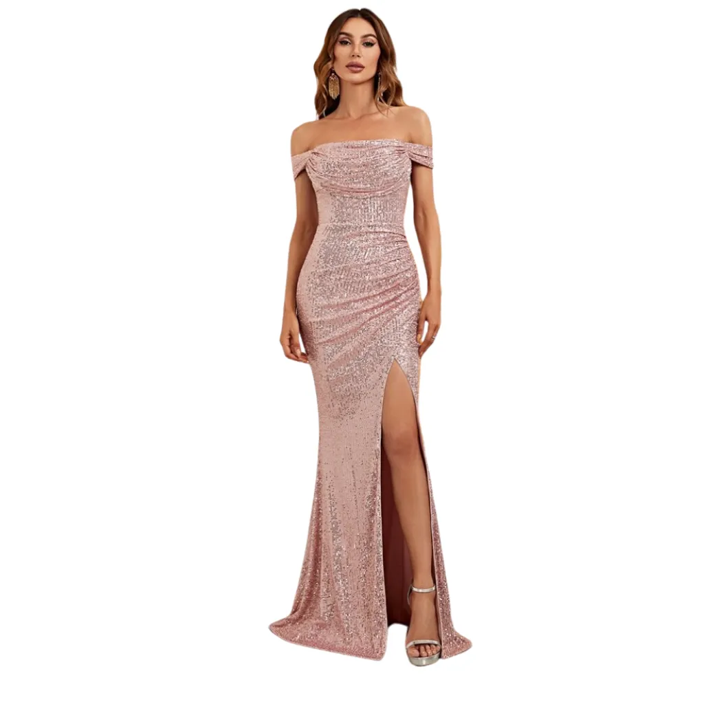 [511334] Vestido Lentejuelas Con Cola Zatena C Rosa T L