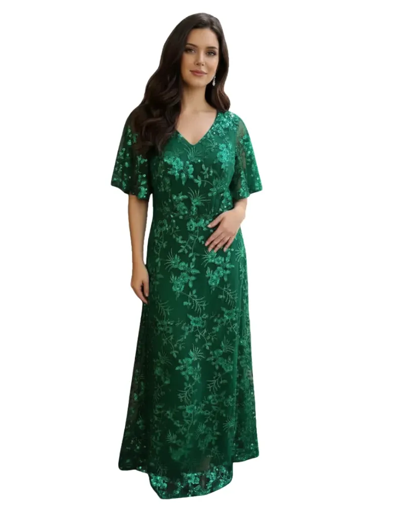 [511355] Vestido Bordado Formal C Verde T M
