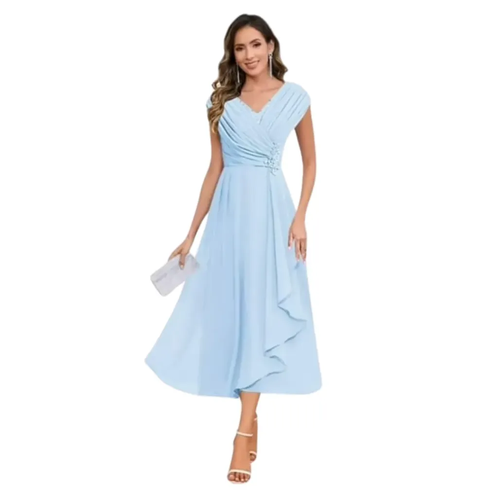 Vestido Liso Monvelli C Azul T S