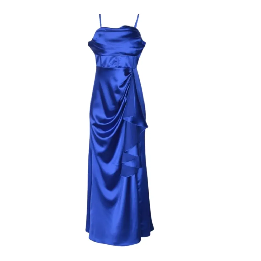 Vestido Liso Formal C Azul Marino T S