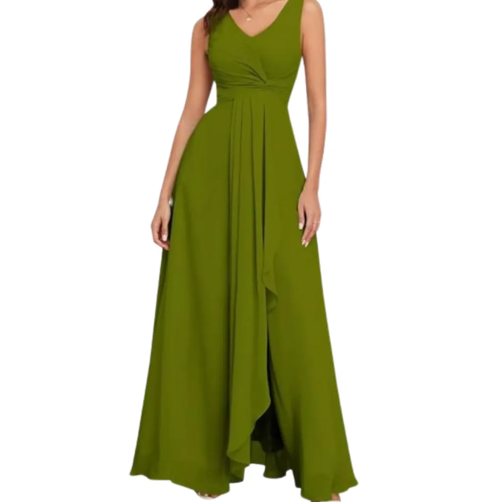 Vestido Liso Formal C Verde Militar T S