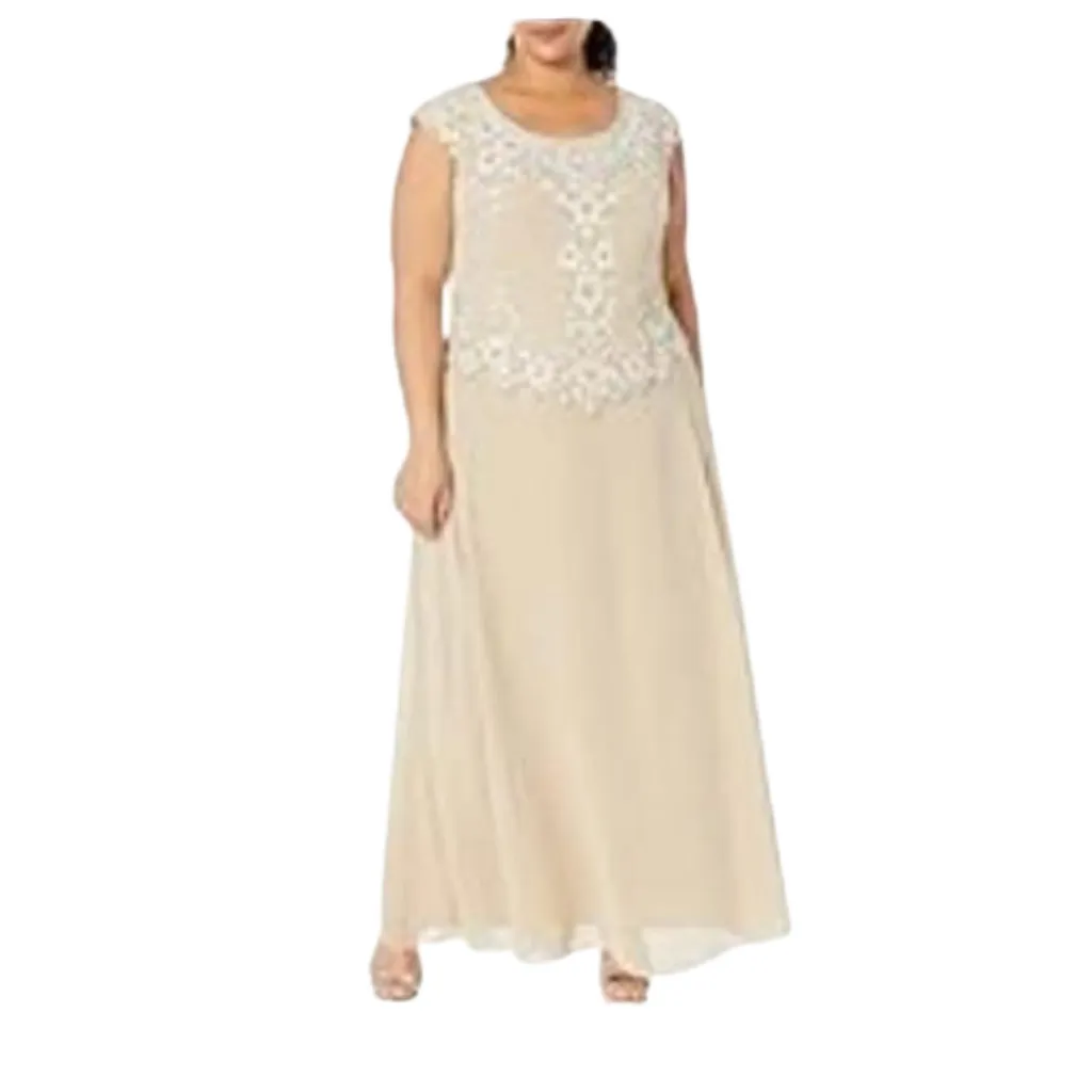 [511398] Vestido Bordado Formal C Beige T XXL