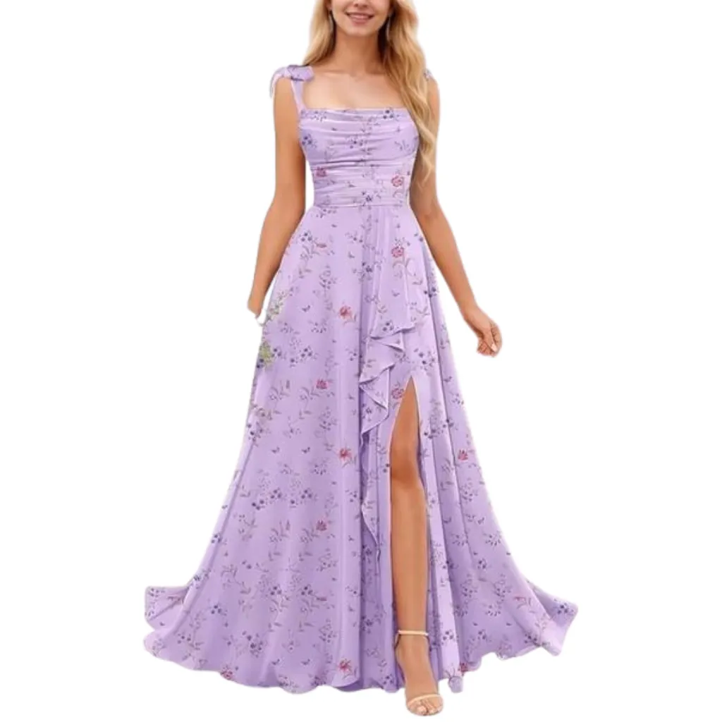 Vestido Formal Dress C Lila Floreado T L