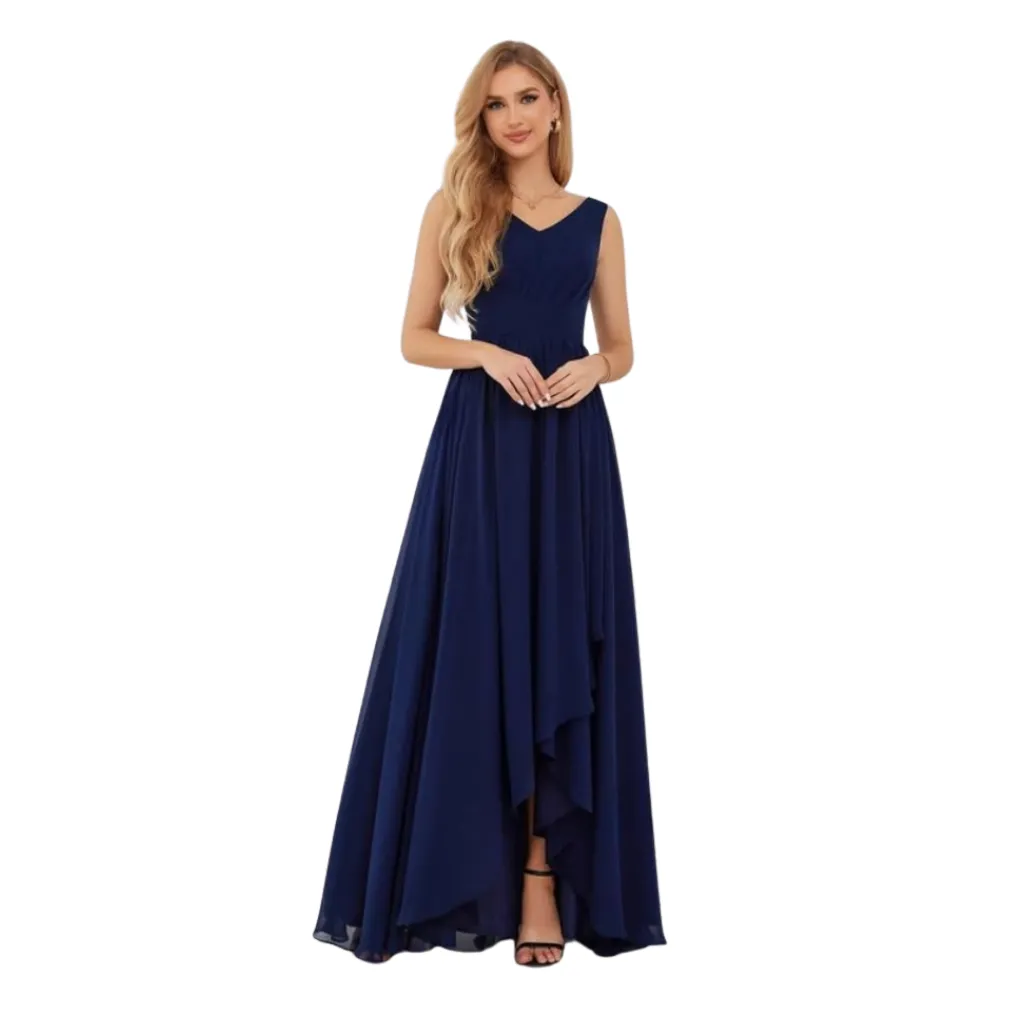 Vestido Liso Formal C Azul Marino T XL