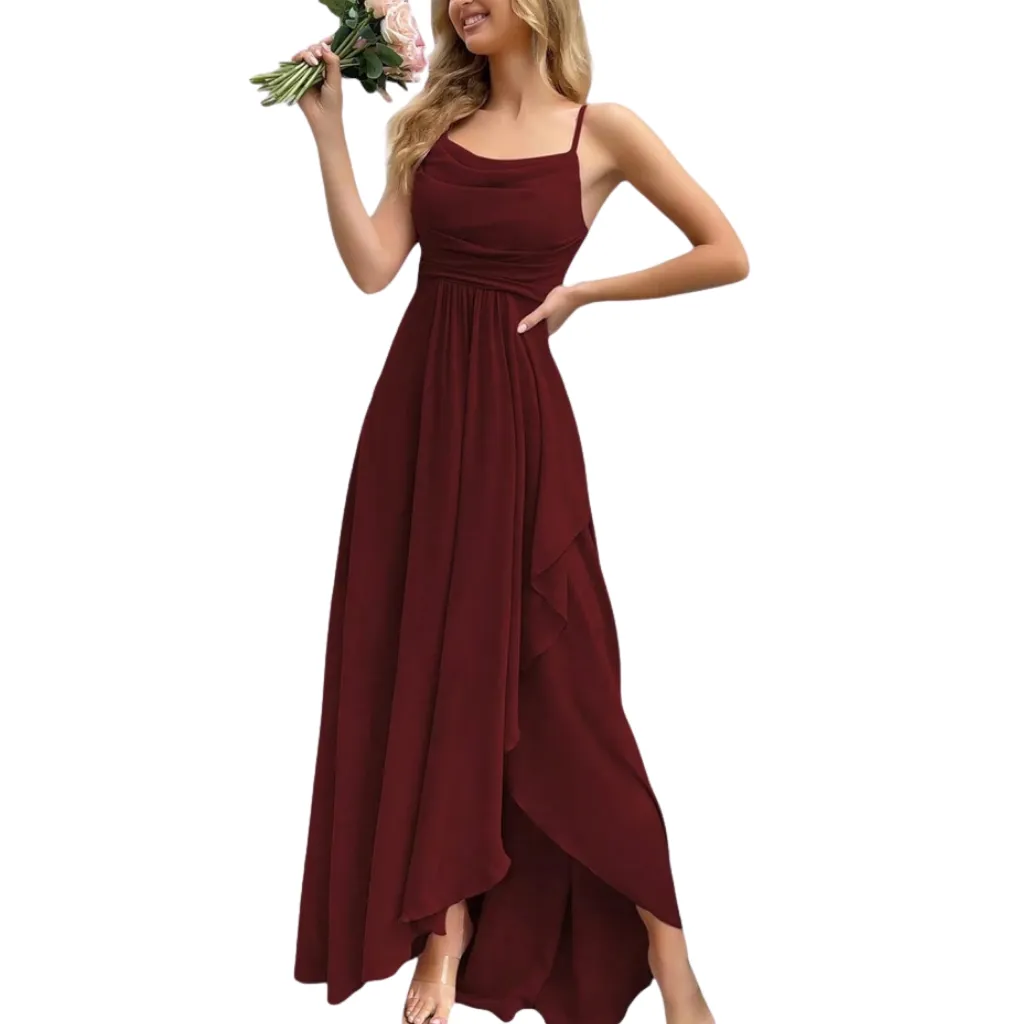 Vestido Liso Formal C Vino T XL
