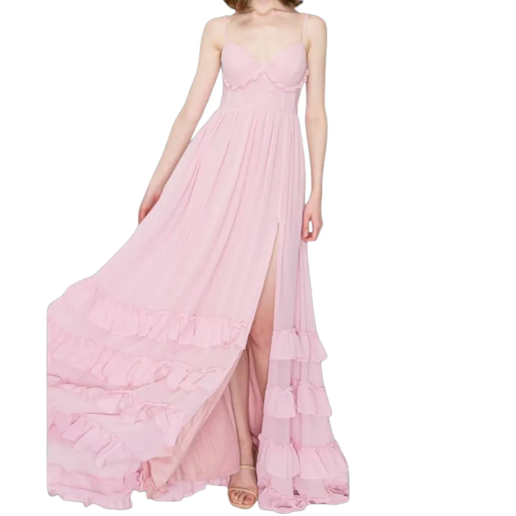 Vestido Liso Formal C Rosa T M