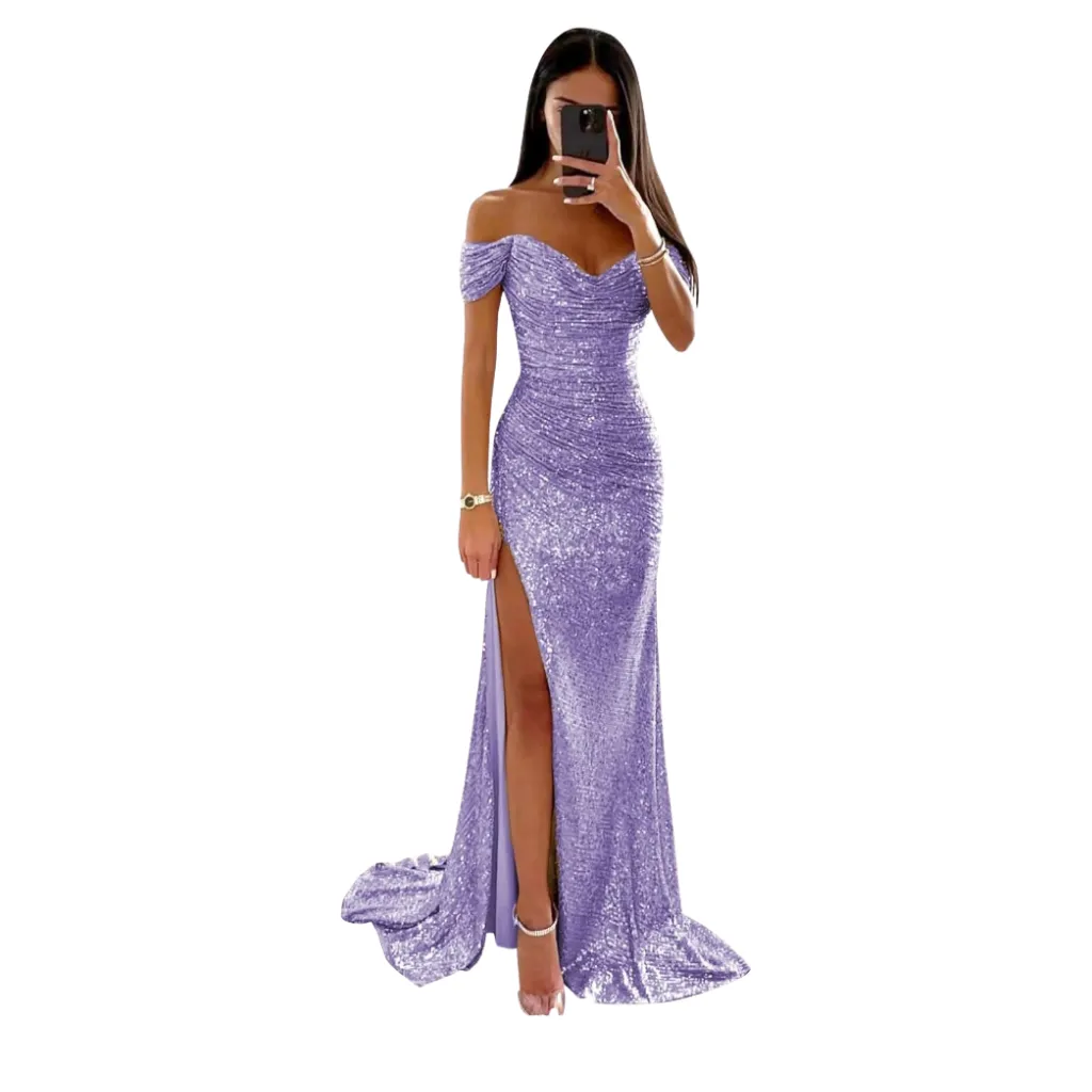 [511485] Vestido Lentejuelas Monvelli C Morado T XS