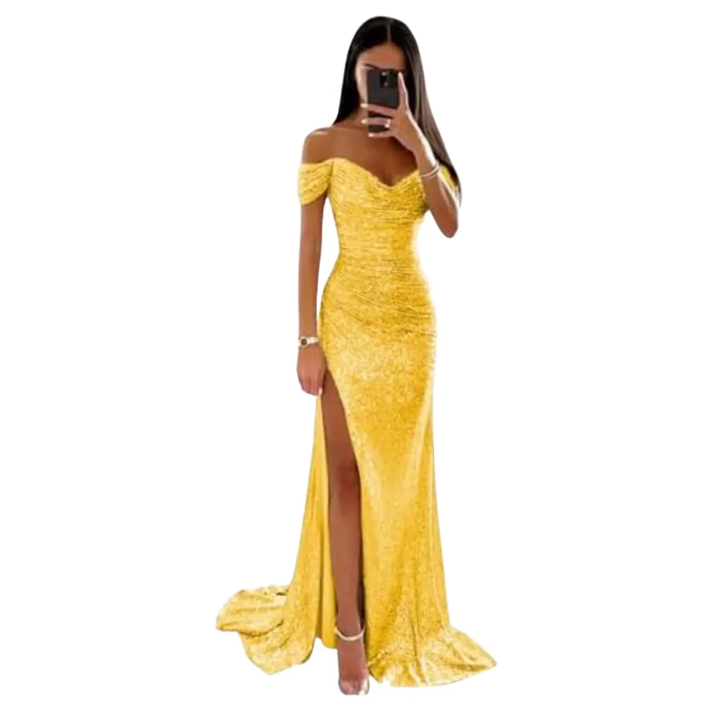 Vestido Lentejuelas Formal C Dorado T M