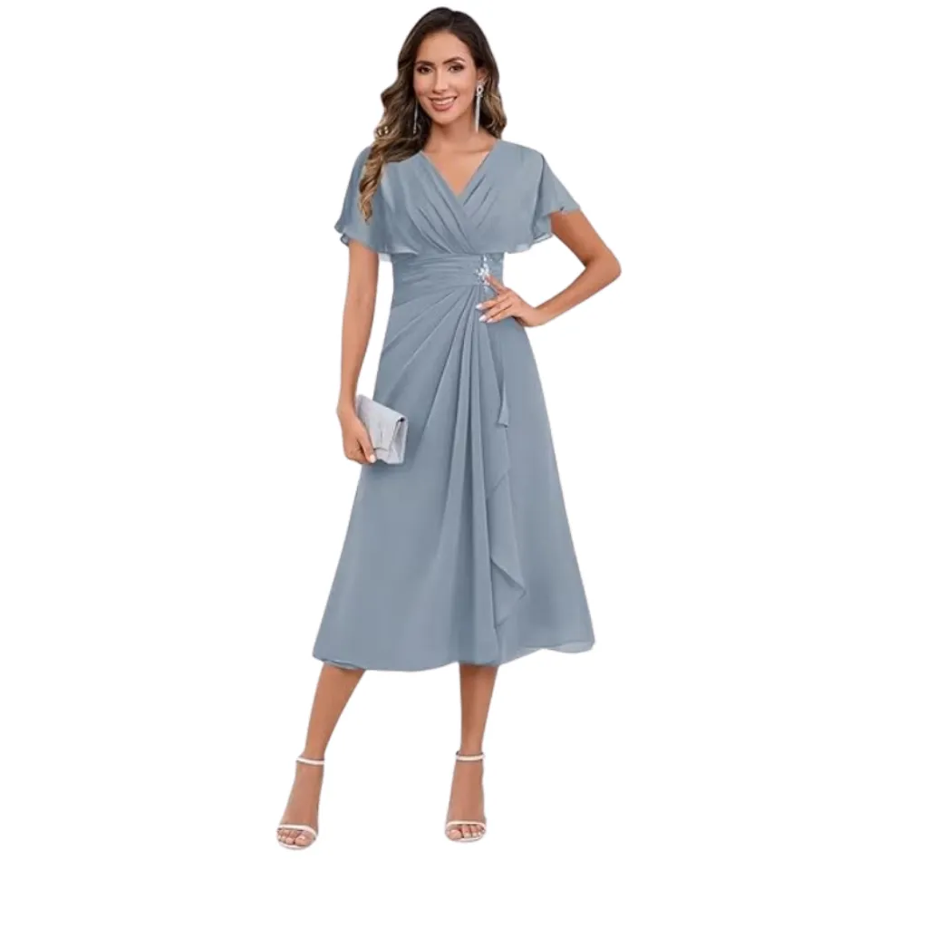 Vestido Liso Formal C Azul T M