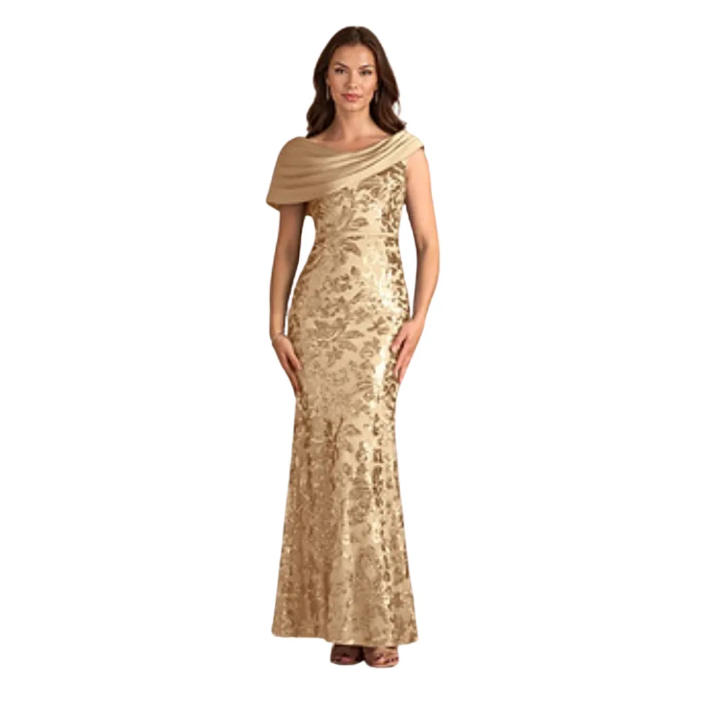 Vestido Lentejuelas C Dorado T XS