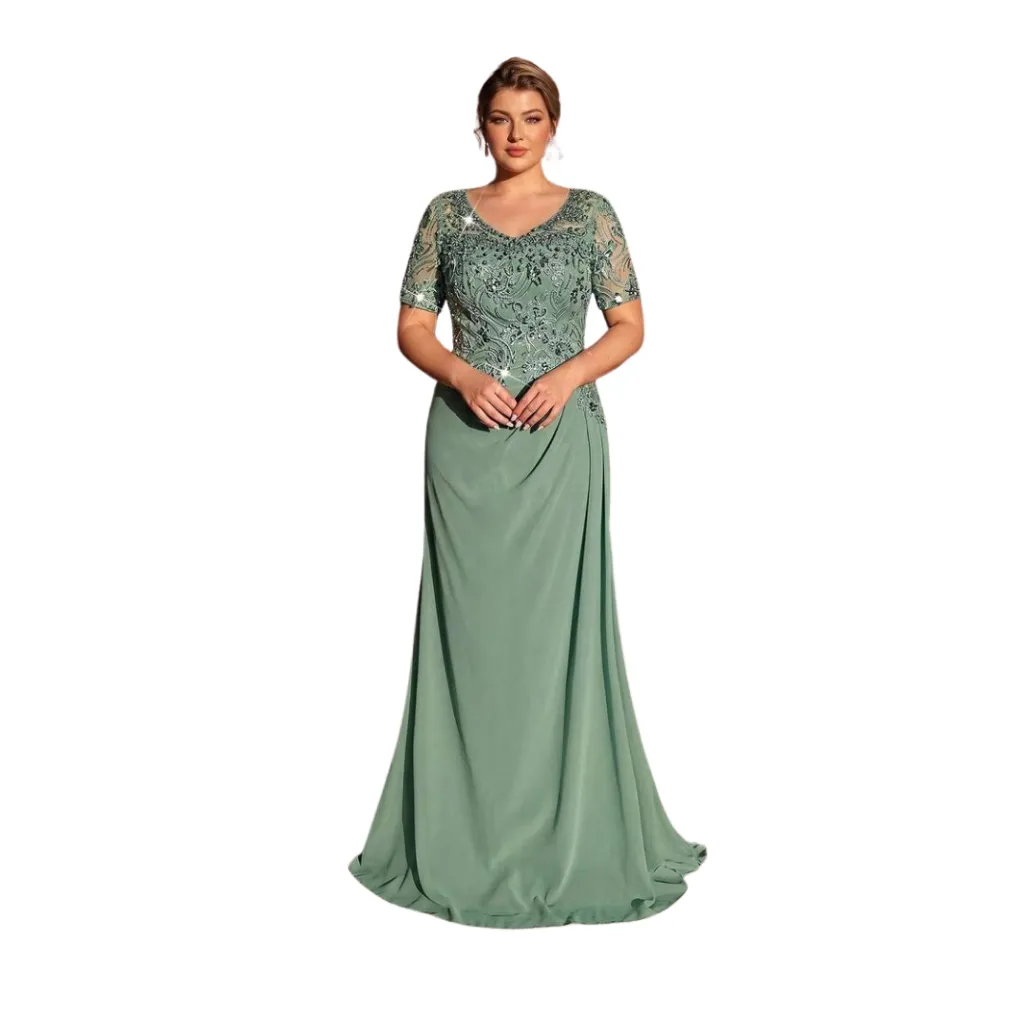 [511507] Vestido Bordado Formal C Verde T XXL