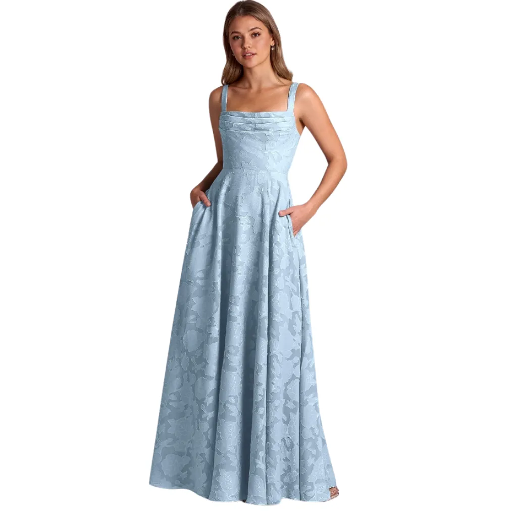 Vestido Bordado Formal C Azul T S
