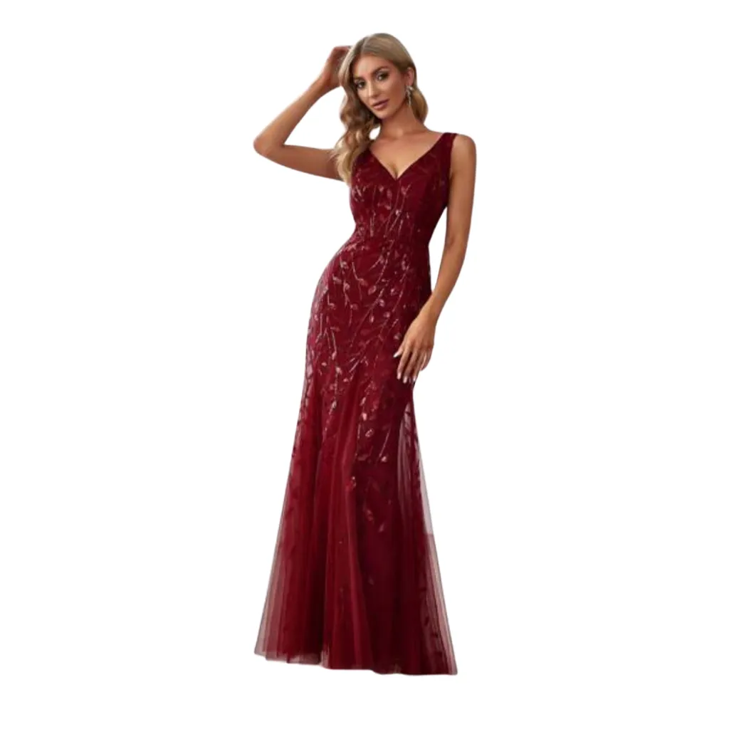 Vestido Bordado C Vino T XL