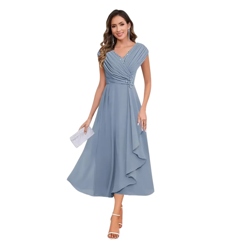 [511536] Vestido Corto Liso Hmonely C Azul T L