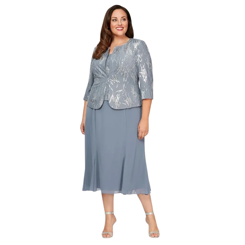 [511548] Vestido Formal Dress Bordado C Azul T XL