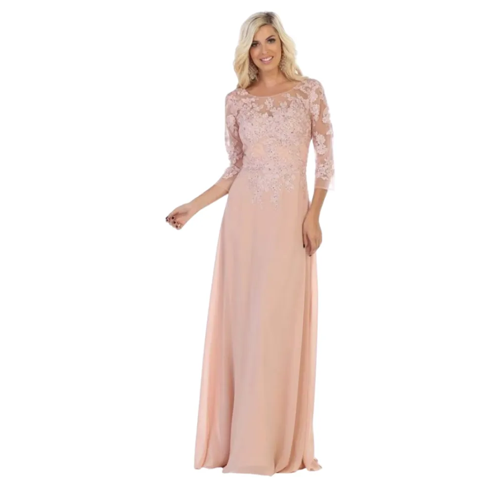 Vestido Bordado Formal C Rosa T M