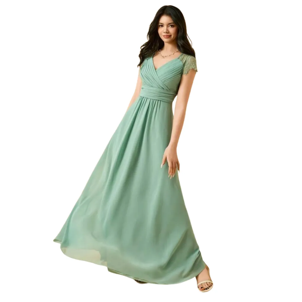 Vestido Liso Formal C Verde T L