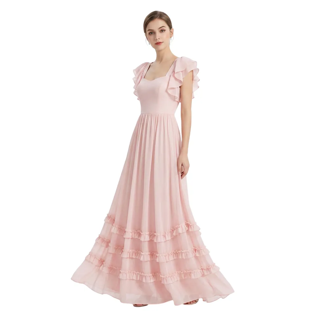 Vestido Liso Formal C Rosa T L
