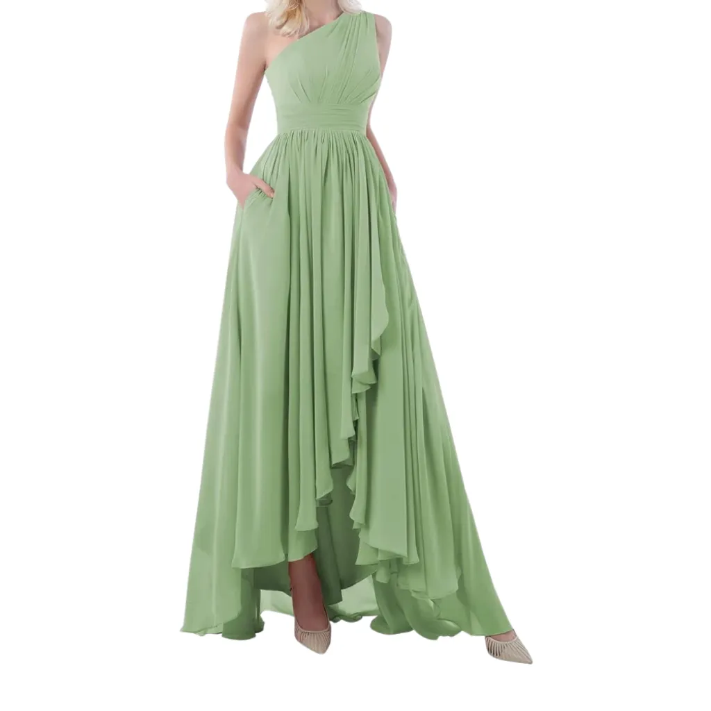 Vestido Liso Formal C Verde T L