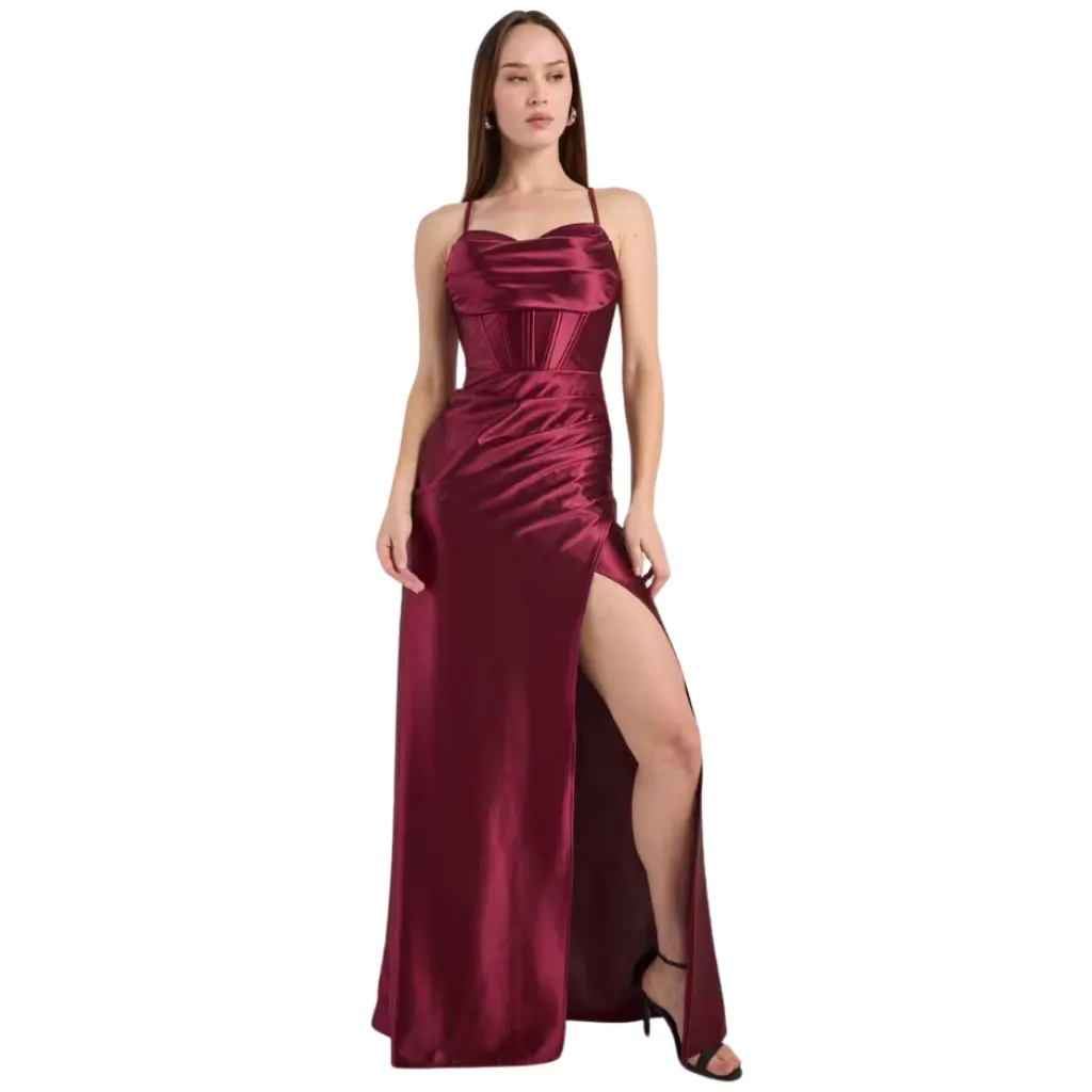 Vestido Liso Con Cola Wear Your Love C Vino T XL