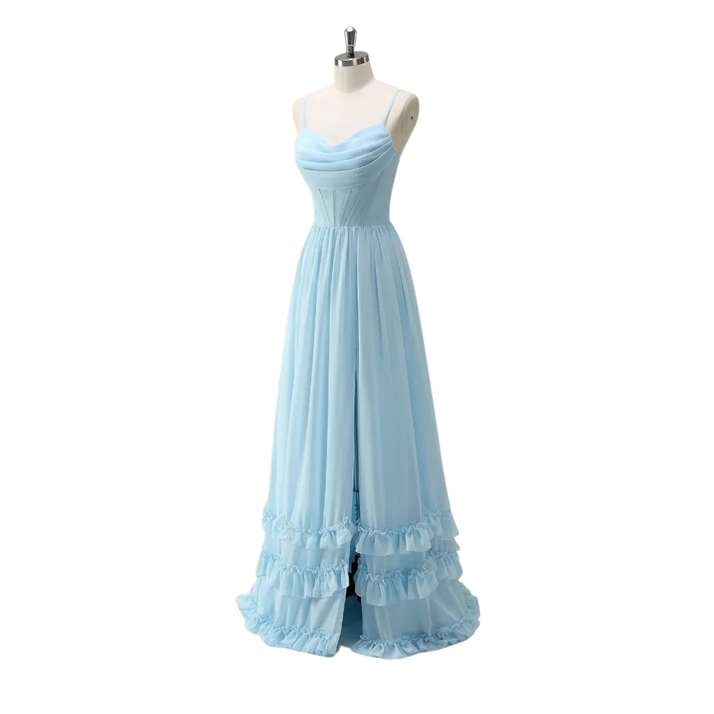 [511611] Vestido Liso Formal C Azul T L