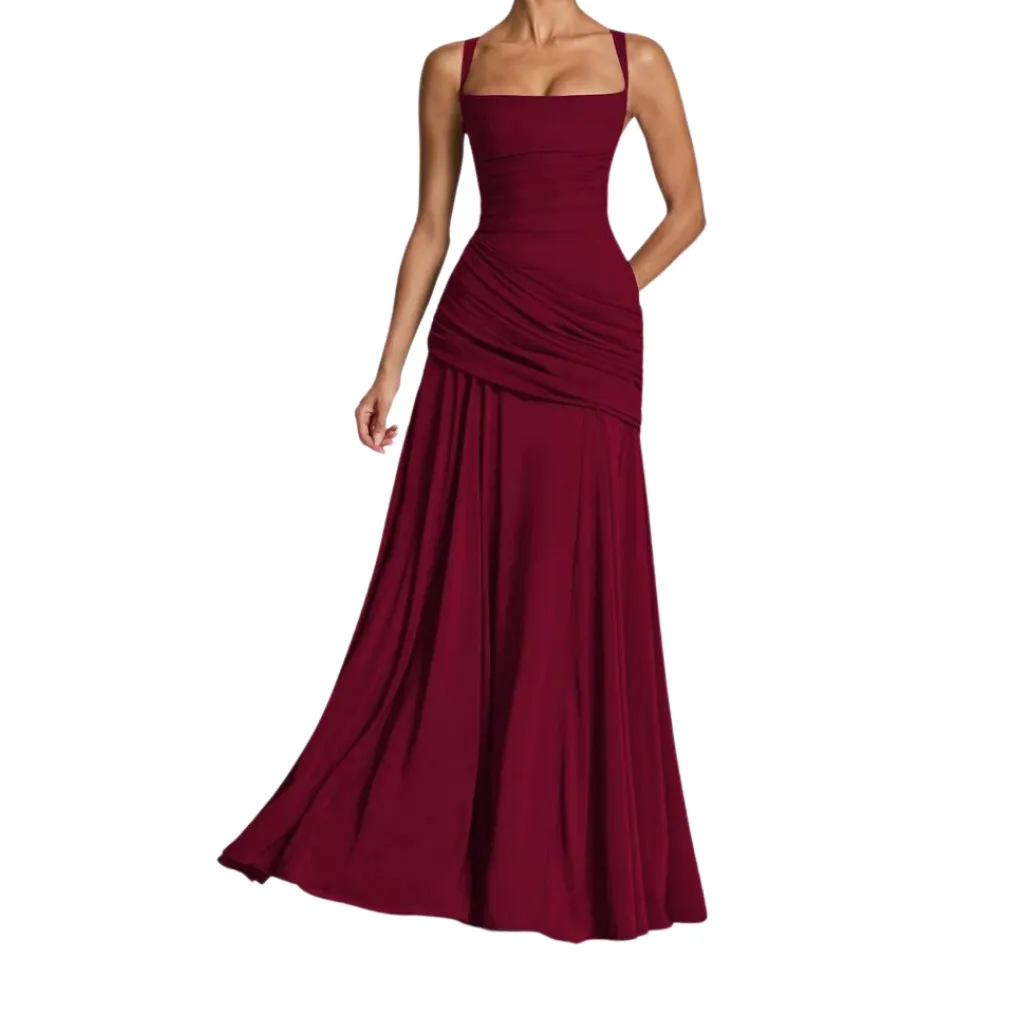 Vestido Liso Formal C Vino T L